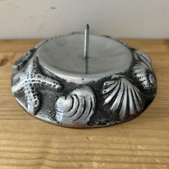 BETTY BARRENA Candle Holder Handcrafted Pewter Seashell Pillar Candle Stand - Picture 3 of 6